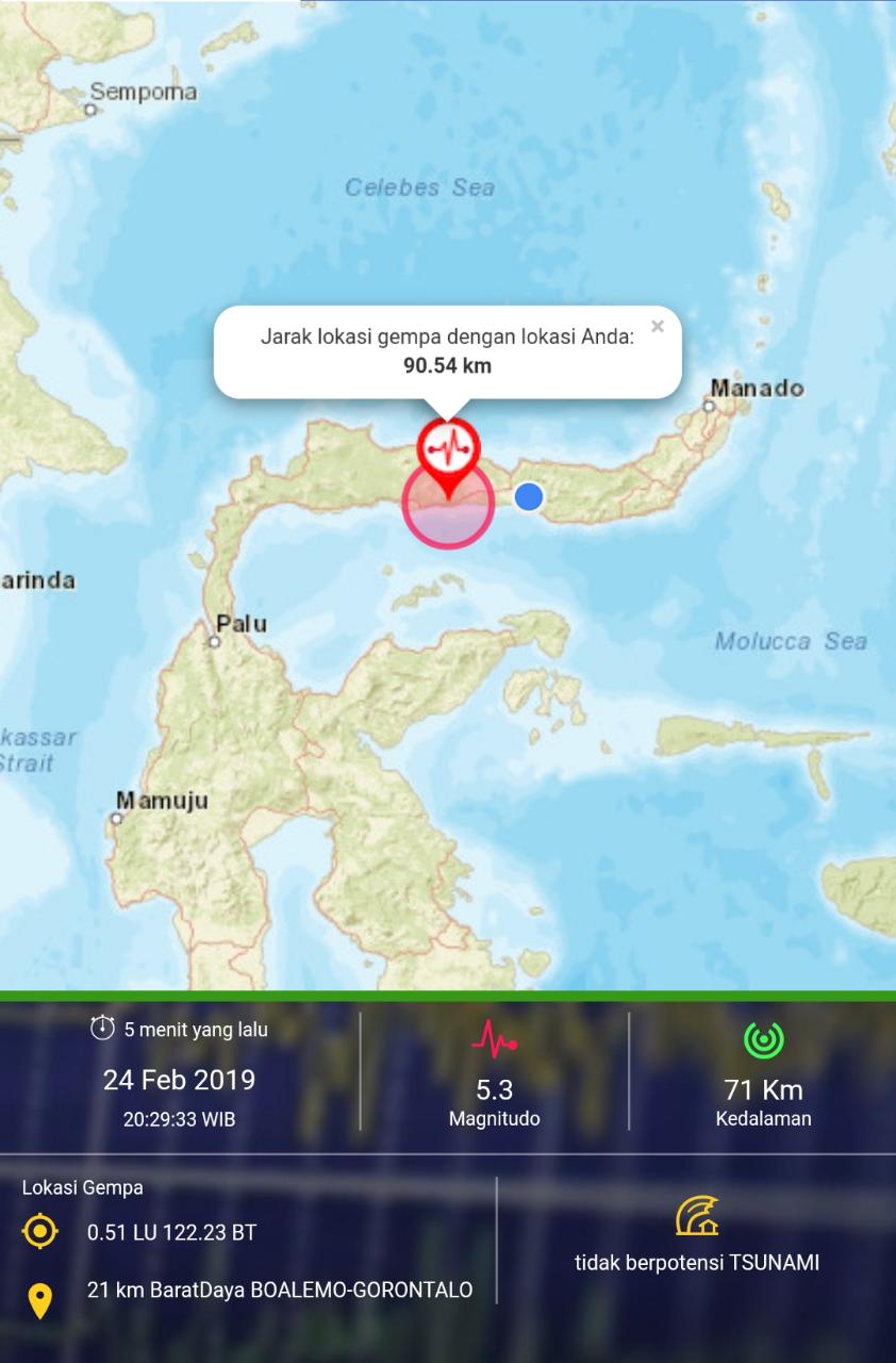 Gempa Berkekuatan 5,3 SR Guncang Gorontalo