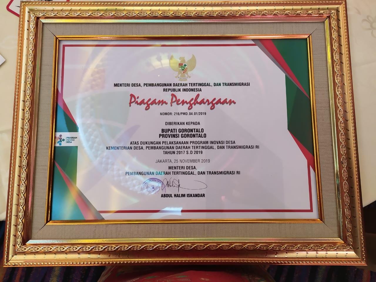 Nelson Pomalingo Masuk Nominasi Bupati Terbaik se-Indonesia