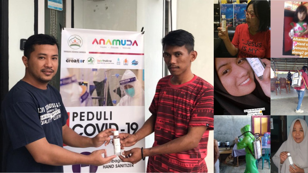 Anamuda – Yayasan Hidayah Bangsa di Gorontalo Bagikan Hand Sanitizer Gratis ke Warga