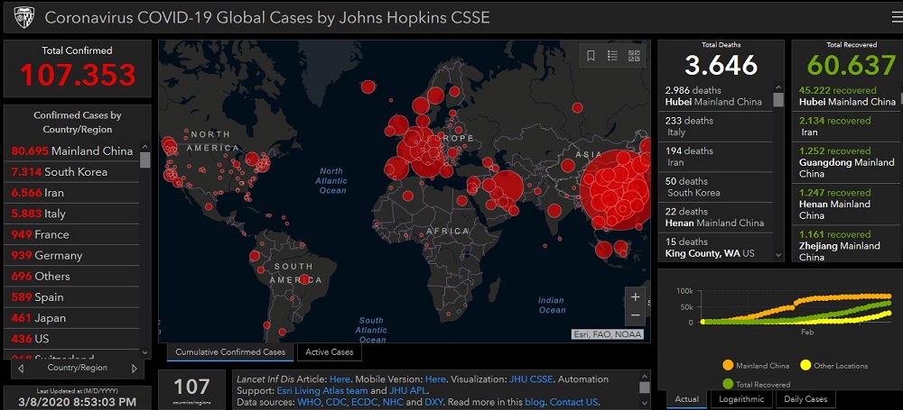 [Real Time – Live] – Peta Pantauan Sebaran Virus Corona di Dunia