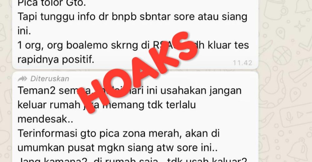 Tiga Warga Gorontalo Penyebar Hoax Corona Diancam 6 Tahun Penjara