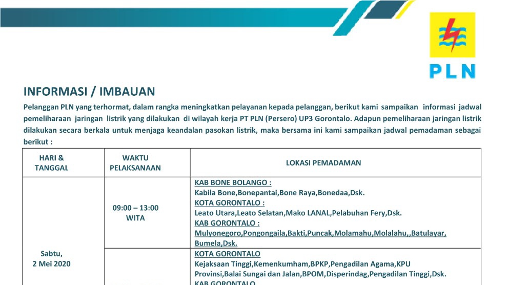 PLN Warnai PSBB Gorontalo dengan kebijakan pemadaman bergilir