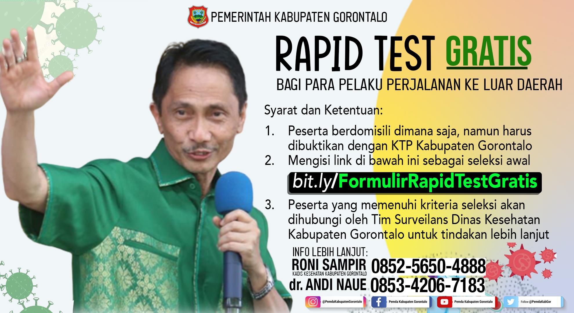 Syarat Dapat Rapid Test Gratis di Kabupaten Gorontalo