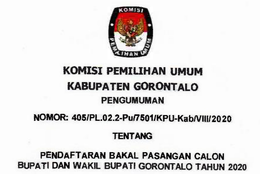 KPU Kabupaten Gorontalo Umumkan Syarat Pendaftaran Calon