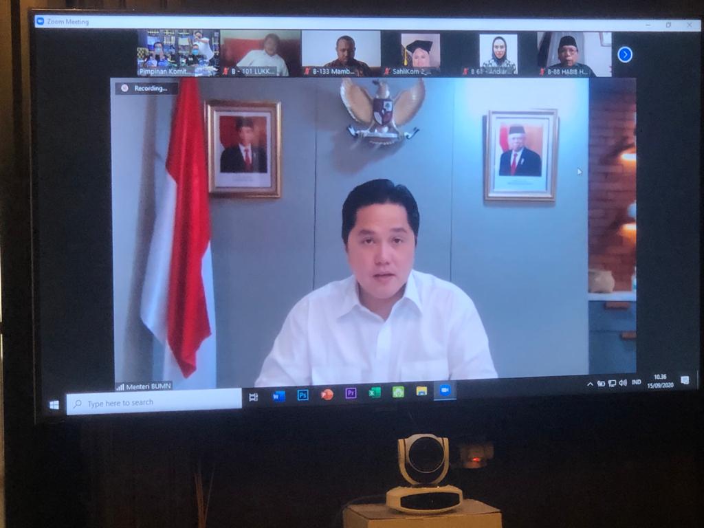 Rapat Kerja Virtual Dengan Menteri BUMN Erick Tohir, Komite II DPD RI Bahas Sejumlah Hal