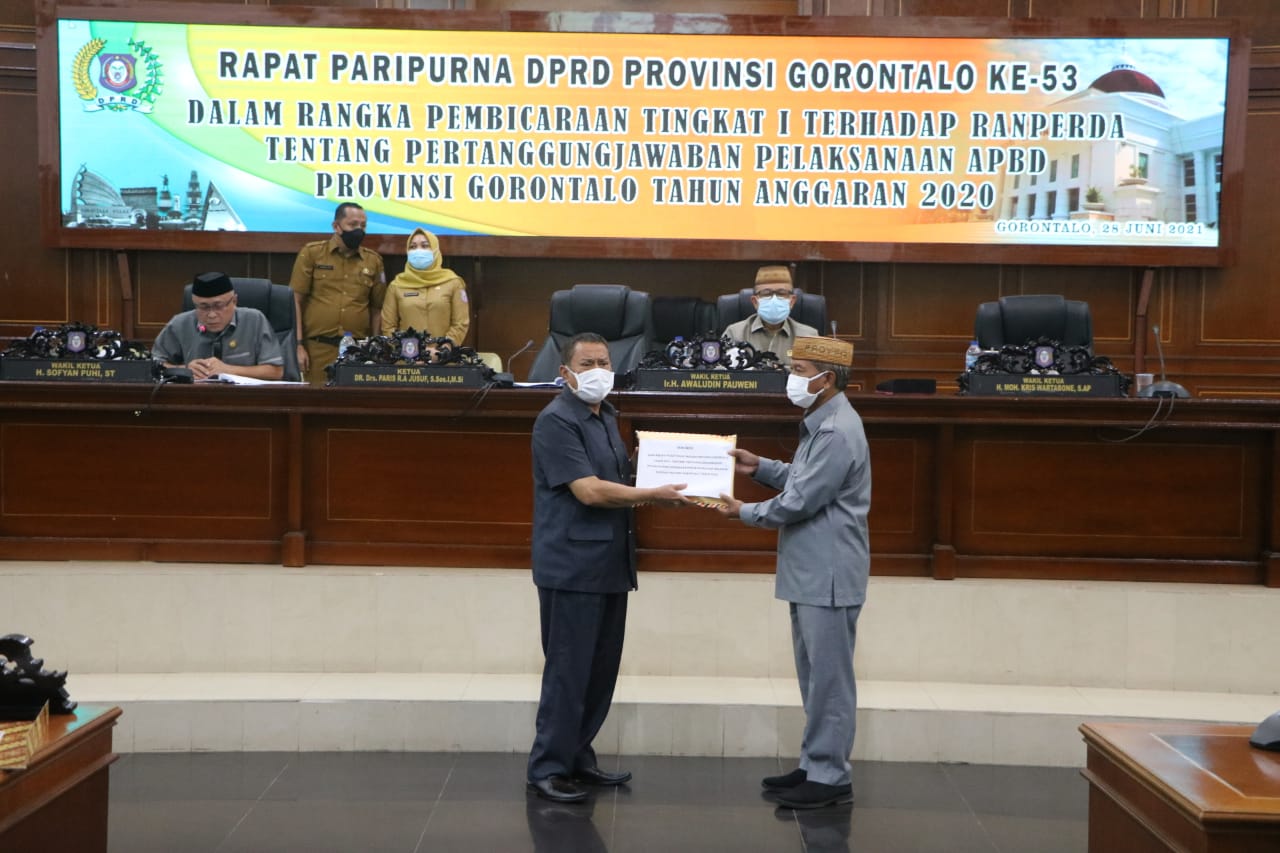 Tujuh Fraksi DPRD Provinsi Gorontalo Setujui Pertanggungjawaban Pelaksanaan APBD 2020
