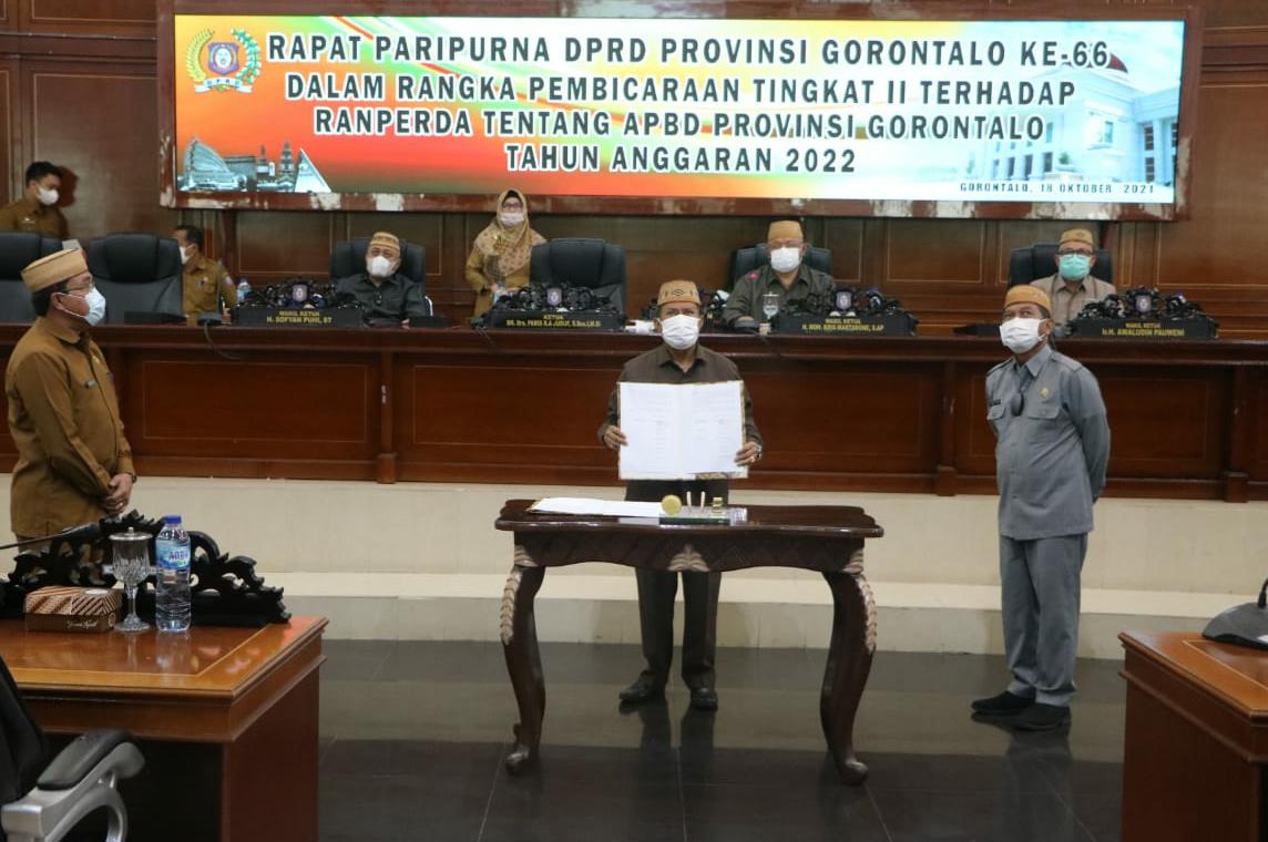DPRD Provinsi Gorontalo Setujui Ranperda APBD 2022