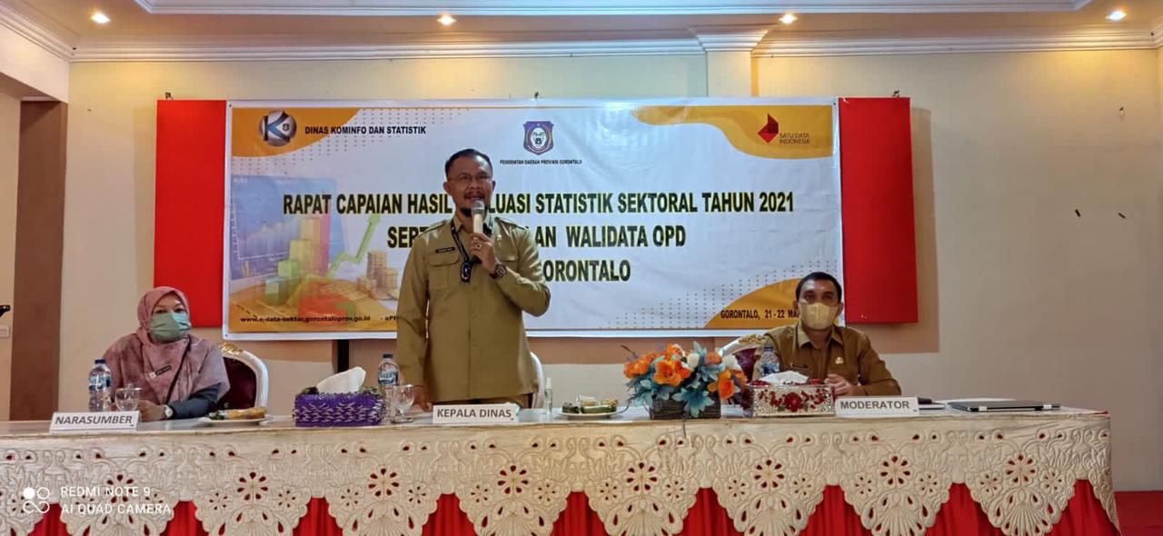 Diskominfotik Provinsi Gorontalo Gelar Rapat Evaluasi Data Sektoral Tahun 2021