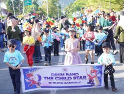 Drum Band TK Telkom Iringi Lomba Gerak Jalan PMI-Pramuka Meriahkan HUT Kota Gorontalo