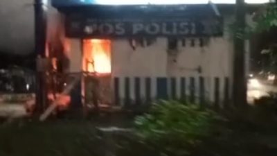 Pos Lantas Makassar dirusak dan dibakar Orang Tak Dikenal Jumat Dini hari