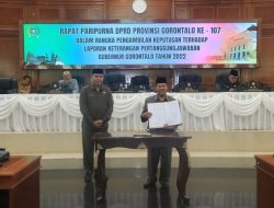 Di Rapat Paripurna DPRD Provinsi Gorontalo, Pansus LKPJ Gubernur Tahun 2022 Sampaikan 11 Rekomendasi Perbaikan