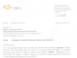 Beredar surat Teguran Gorontalo Minerals ke Koperasi Tindaho