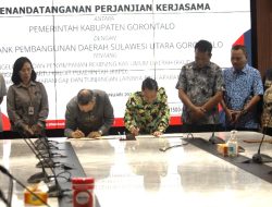 Bupati Gorontalo Tandatangani MoU Bersama Dirut BSG Terkait Pengelolaan dan Penyimpanan Rekening Kas Umum Daerah