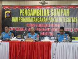 Polda Gorontalo Gelar Penandatanganan Pakta Integritas Rekrutmen Polri 2024