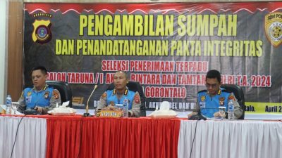 Polda Gorontalo Gelar Penandatanganan Pakta Integritas Rekrutmen Polri 2024