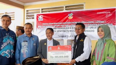 Bupati Gorontalo Serahkan Bantuan Sentra Tumou Tou Manado Untuk Penyandang Disabilitas dan Lanjut Usia