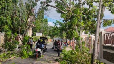 Polresta Gorontalo Kota Bersama DLH Lakukan Pemangkasan Ranting Pohon Tepi Jalan