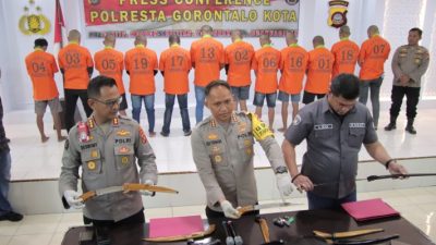 Satreskrim Polresta Gorontalo Kota Tetapkan 12 Tersangka Kasus Penganiayaan Sajam Di Eks Terminal Andalas