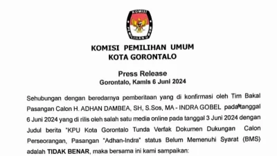 KPU Kota Gorontalo Bantah Paslon AIR BMS