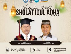 UNG Gelar Shalat Idul Adha 1445 H di Halaman Rektorat