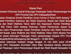 Pendaftaran Calon Perseorangan Pilkada Gorontalo Utara Tutup