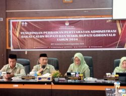 KPU Kabupaten Gorontalo Terima Dokumen Perbaikan Persyaratan Administrasi Pasangan Roni-Adnan