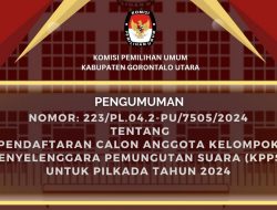 Rekrutmen KPPS untuk Pilkada Gorontalo Utara 2024 Resmi Dibuka