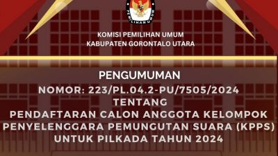 KPU Gorontalo Utara Buka Rekrutmen KPPS Pilkada