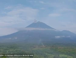 Gunung Semeru Telah Erupsi Enam Kali Hari Ini