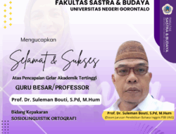 Dosen FSB UNG, Prof. Dr. Suleman Bouti, Raih Guru Besar Bidang Sociolinguistics Orthography