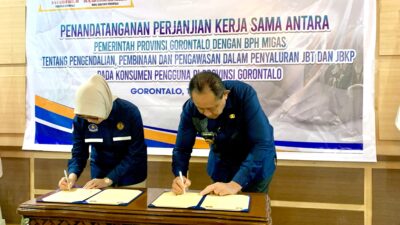 Pemprov Gorontalo Bersama BPH Migas Tandatangani Perjanjian Kerja Sama Pengawasan BBM Bersubsidi