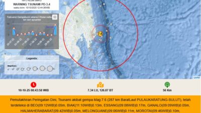 Peringatan Tsunami, Waspada Sulut dan Papua