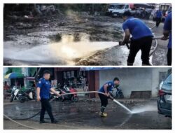 Damkar Kotamobagu Bantu Bersihkan Sisa Sampah Pasca Idul Fitri